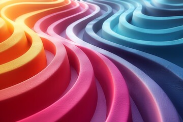 Poster - A stunning display of a rainbow wavy pattern, with distinct layers of vivid hues and a sense of depth