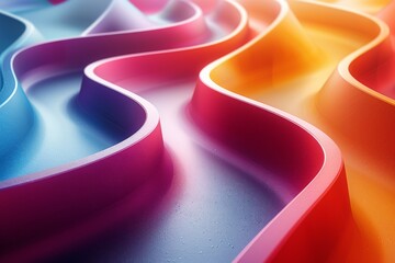 Poster - A 3D illustration featuring a colorful ribbon-like structure with a subtle texture and shadow, evoking a playful tone