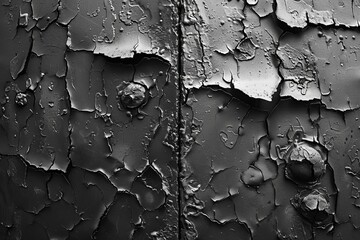 Poster - Close-up of a black painted metallic surface with paint peeling off to reveal layers underneath
