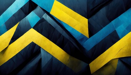 activewear illustration in abstract geometric style featuring blue and yellow and black tones reminiscent of 1980s design language