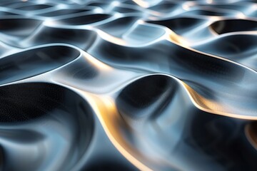 Poster - An elegant abstract blue waves design on a surface, evoking fluidity and modern aesthetics