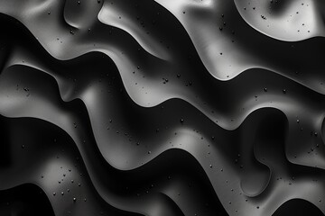 Poster - Monochromatic image showing a wavy surface pattern with small water droplets, evoking elegance