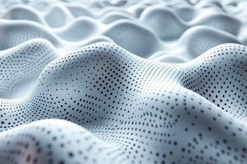 Poster - A high-resolution 3D render of a white undulated landscape with a dotted pattern, conveying a sense of calm and order