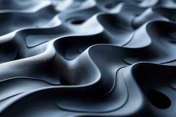 Poster - Detailed view of a dark blue and smooth wavy texture resembling tranquil water or silk fabric