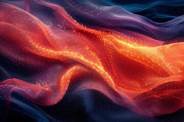 Poster - This image depicts undulating waves of lights in a harmonious pattern of reds and blues, conveying a sense of flow and energy