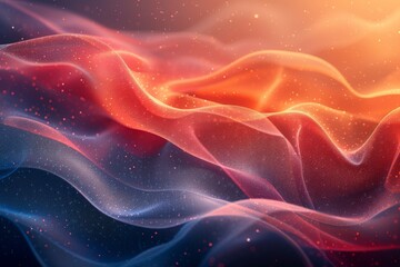 Poster - A digitally crafted image of red and blue fabric-like waves intertwining, symbolizing contrast and harmony