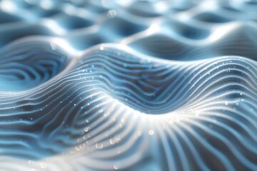 Poster - Digitally created tranquil blue wave pattern with a reflective surface, simulating calm water with sunlight