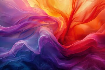Poster - Stunning abstract image showcasing colorful fabric waves with a dynamic flow and artistic appeal