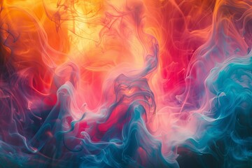 Poster - A visually striking digital artwork that displays a dynamic blend of warm hues, creating an abstract impression of fiery motion and vitality