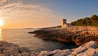 Wall Mural - summer sunset view kamenjak cape premantura peninsula national park near pula and rabac istria croatia europe