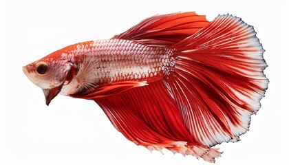 Wall Mural - beautiful colorful red betta fish isolated transparent background generative ai