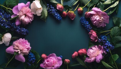 Wall Mural - floral frame background with copy space