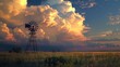 © AkuAku - A windmill standing beneath a looming storm cloud in the vicinity of Corpus Christi Texas USA