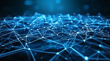 Poster - Abstract network of interconnected dots on vivid blue backdrop representing communication concept