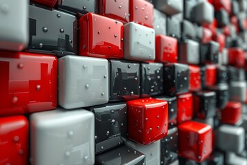 Poster - A glossy, clean-cut representation of alternating red and silver cubes with a hint of retro-style in the arrangement
