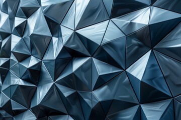 Poster - Stunning image of a reflective 3D geometric triangle pattern with monochromatic shades for a futuristic look