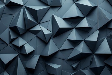 Poster - This striking image features a close-up view of an abstract geometric pattern formed by blue polygonal shapes, ideal for modern design concepts