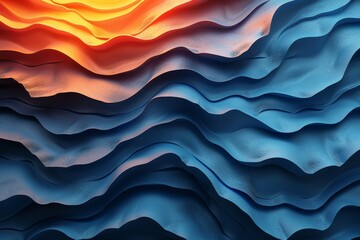 Poster - Vibrant abstract image depicting blue and orange wavy textures resembling layers or terrain