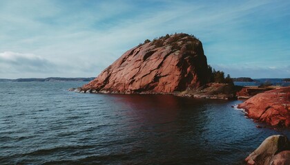 Wall Mural - red rock in the swedish coast