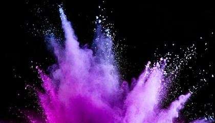 Wall Mural - explosion of violet colored powder on black background