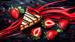 Ein Stück Erdbeertorte / Erdbeertorte und Erdbeeren / Erdbeer-Torte Wallpaper / Ai-Ki generiert