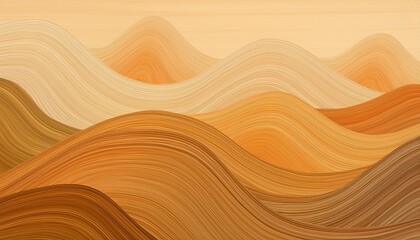 Wall Mural - horizontal banner with waves modern soft curvy waves background illustration with sandy brown wheat and chocolate color