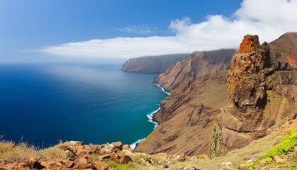 Wall Mural - sao vicente coastline from monte verde cape verde