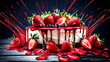 Erdbeertorte mit frischen Erdbeeren / Erdbeertorte Design Poster / Erdbeer-Torte Wallpaper / Ai-Ki generiert