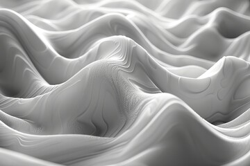 Poster - Featured is an abstract grayscale image with a detailed texture resembling fabric folds, emanating a sense of tranquility and refined taste