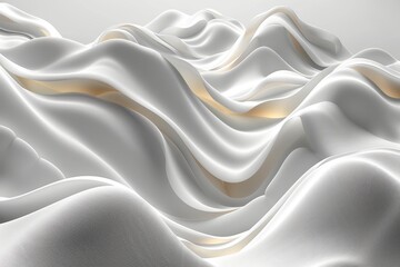 Poster - Depicting a sophisticated design, the image features flowing white fabric waves accented by soft golden lighting for a luxurious feel
