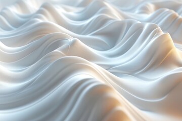 Poster - Close-up image of white silky fabric with smooth and flowing waves providing an impression of softness and luxury, highlighting the texture of the material