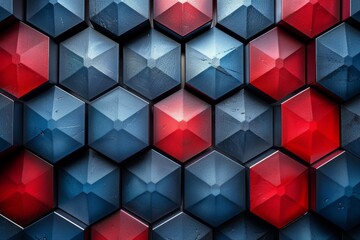Poster - A visually striking blue and red hexagonal pattern giving off a futuristic and high-tech impression