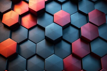 Poster - This image illustrates a smooth gradient over a 3D-rendered hexagonal pattern, symbolizing transition and fluidity