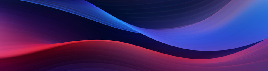 Poster - Fluid Waves Of Blue And Red, Abstract Background Design. Technology Wave Flow. Generative AI
