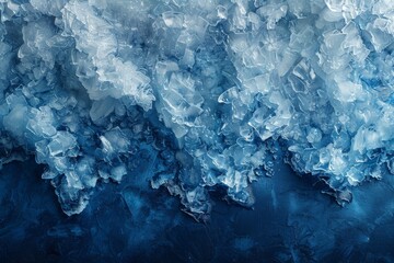 Poster - An abstract image that showcases the dark blue icy textures resembling the inside of a mystical frozen cave