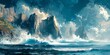 Stormy Ocean With Rocky Cliffs. Generative AI
