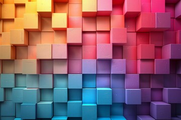 Poster - A stunning 3D backdrop featuring textured blocks in gradient shades that exhibit depth and modernity