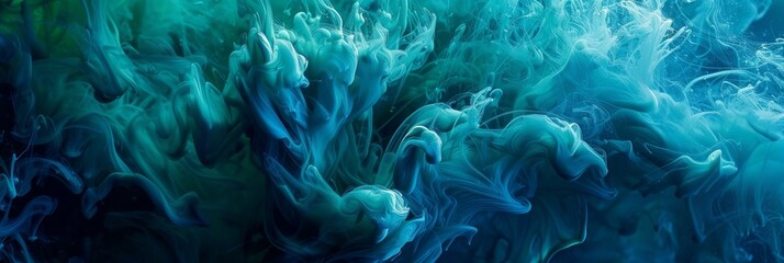 Poster - Smoke Texture Background, Abstract Fluid Art In Shades Of Blue And Green