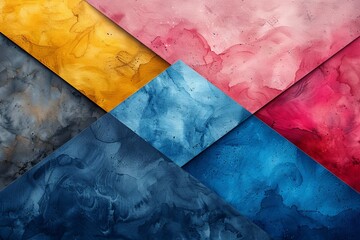 Poster - An array of colors divided into diagonal geometric shapes creates a vivid abstract pattern