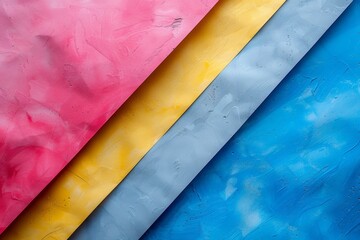Poster - Geometric abstract background with pink, blue, orange, and yellow diagonal lines