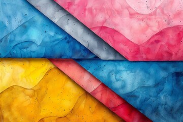 Poster - Vibrant abstract painting with layered color texture in blue, pink, and yellow hues