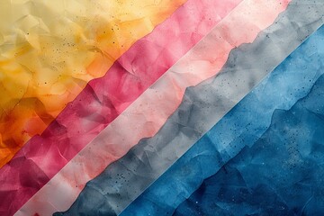 Poster - Vibrant stripes of yellow, pink, and blue create a dynamic abstract image with textured effects