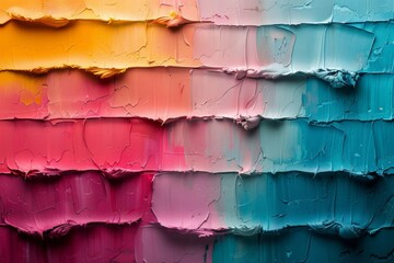 Poster - Soft pastel colors form striped gradient on this abstractly painted canvas, invoking calm