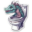 Whimsical Hand Drawn Dragon Head Sticker for Toilet Decor
