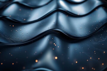 Poster - Soft undulating curves on a black surface, dotted with gold, creating an impression of gentle motion