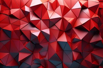 Poster - A vibrant abstract image displaying a 3D geometric pattern with red and blue hues creating a dynamic visual effect