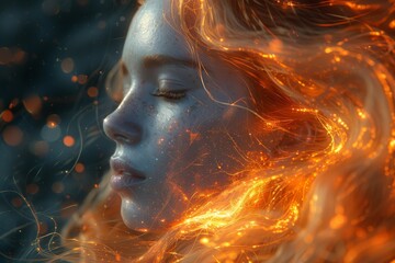 Poster - A mesmerizing image with waves of glowing embers flowing around a vacant central area, perfect for adding text or graphic elements