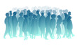 Abstract people silhouettes. Transparent vector illustration. Diverse crowd. Community, society, different personalities and cultures make population. Multicultural, International rights concept.