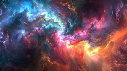 Poster - An abstract digital wallpaper featuring swirling patterns of vibrant colors and light, creating a mesmerizing visual experience.