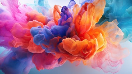 Fototapete - Dynamic array of colorful inks in motion in water, Swirling mix of vibrant ink splashes.